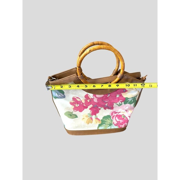 Fossil Floral Leather Canvas Handbag Purse With Leather Wallet Lot - Picture 7 of 16